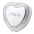 Heart Compact Mirror with Crystal Jewels